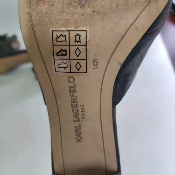 Karl Lagerfeld Holly Suede Block Heel Bow Tassel Mules Size 6M - Picture 9 of 9